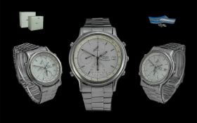 Seiko Quartz Chronograph Alarm Facility Stainless Steel Wrist Watch.
