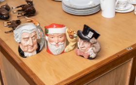 Three Royal Doulton Character Jugs, comprising The Mad Hatter D6598, Santa Claus,