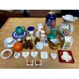 Box of Collectible Porcelain & Pottery, comprising vases, jugs, celery holder, lidded jam pot,