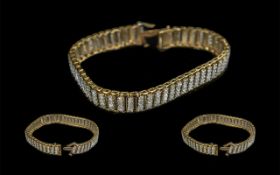 9ct Gold Diamond Set Bracelet. Marked 9.375. Est Diamond Weight 2.0 cts. Length 7.25 Inches - 18.