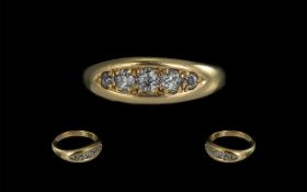 Antique Period - Attractive 18ct Gold 5 Stone Diamond Ring. Full Hallmark to Shank. Birmingham 1897.