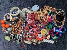 A Collection of Assorted Costume Jewellery comprising mainly beads, vintage jewellery,