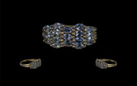 Ladies - Attractive 9ct Gold Aquamarine Set Dress Ring. Full Hallmark to Interior of Shank.