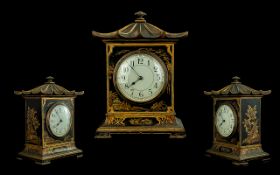 Victorian Period Key-wind Chinoiserie Decorated Mantel Clock,