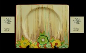 A Clarice Cliff Bizarre 'Jonquil' Biarritz Plate c1933 and of rectangular form. Approximately 7.