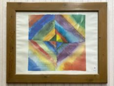 Large Modern Colourful Abstract Print, mounted framed and glazed in a large pine frame.