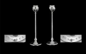 Elizabeth ll Stylish Pair of Contemporary Sterling Silver Candlesticks of excellent design and form,