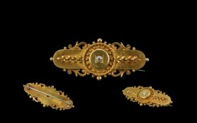 Antique Period 15ct Gold Open Ornate Diamond Set Brooch, circa 1900, marked 15ct; Very good