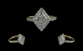 Antique Period - Attractive / Exquisite 18ct Gold and Platinum Pave Diamond Set Ring.