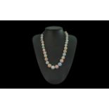 Aquamarine and Morganite Round Bead Necklace, beads of natural aquamarine,