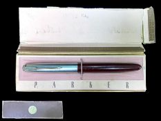 Very Early Parker 51 Pen, in original box, marked to base 'Made in USA. Box No. 156. Pad Pat No.