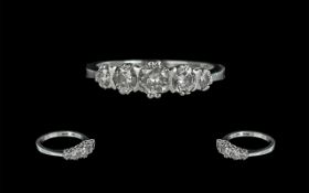 Ladies 18ct White Gold Attractive 5 Stone Diamond Set Ring. Full Hallmark to Interior of Shank.