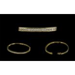 Ladies Superb Quality 18ct Gold Diamond Set Hinged Bangle. Marked 750 - 18ct.