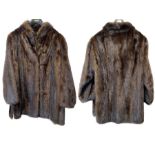 Ladies Dark Brown Mink 3/4 Coat, hook and eye fastening, two slit side pockets,