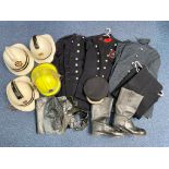 Fire Brigade Interest - Two Boxes of Firemen's Uniforms & Helmets,