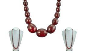 Early 20th Century Excellent Cherry Amber Graduated Beaded Necklace,