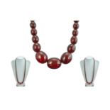 Early 20th Century Excellent Cherry Amber Graduated Beaded Necklace,