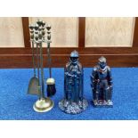 Fireplace Companion Set in the Form of Knights, both with pokers,