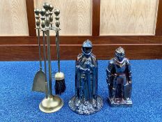 Fireplace Companion Set in the Form of Knights, both with pokers,