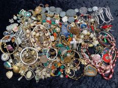 Collection of Costume Jewellery, comprising brooches, rings, necklaces, bangles, beads, chains,