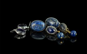 Pair of Lapis Lazuli Gentleman's Cufflinks, together with apair of silver Amethyst earrings,