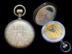 Silver Elgin Full Hunter Pocket Watch, white face with Roman numerals. Marked Sterling Silver.