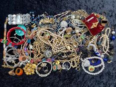 Collection of Vintage & Contemporary Costume Jewellery, comprising pearls, chains, beads, crystals,