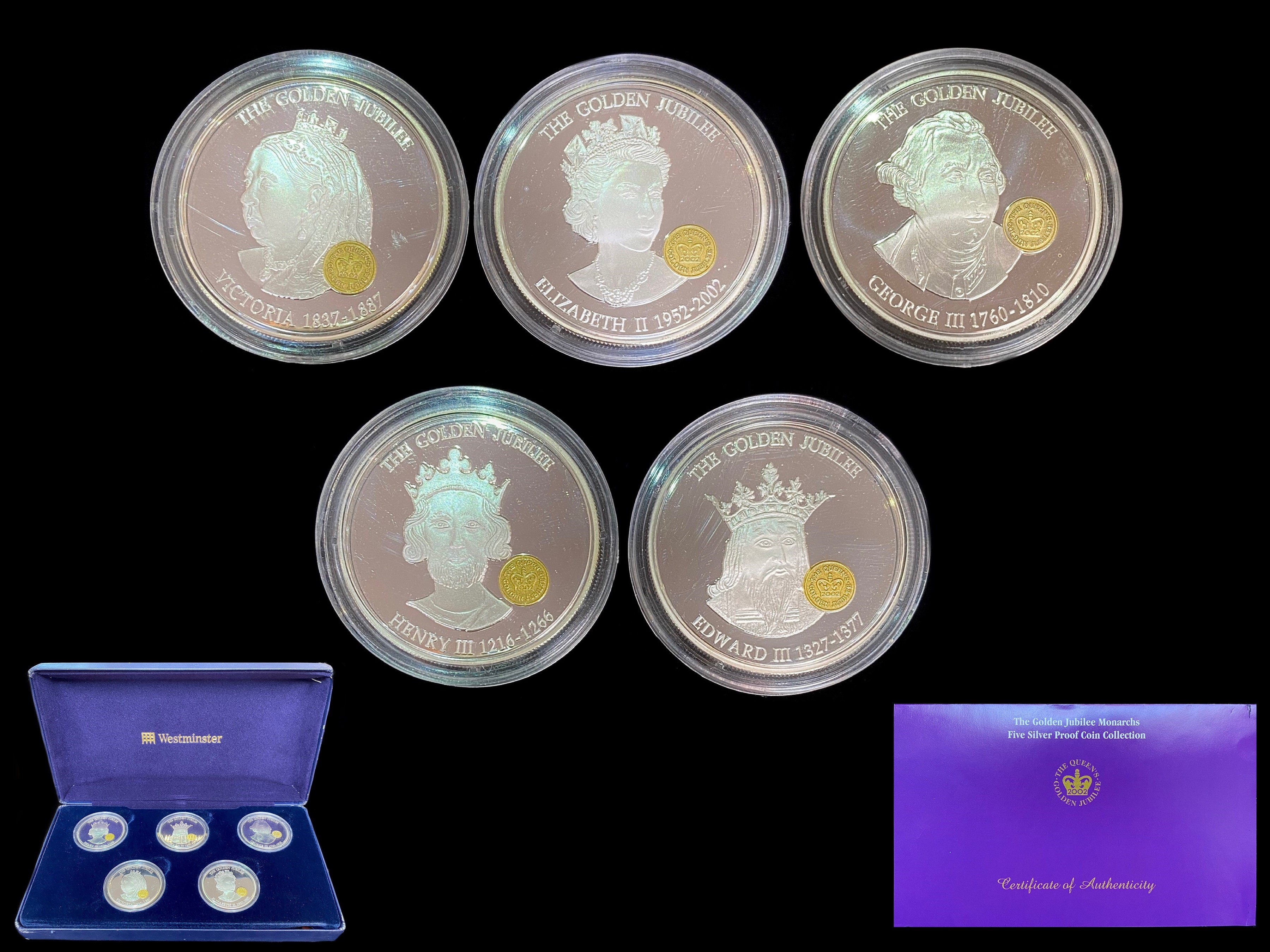 Westminster - The Golden Jubilee Monarchs Fine Silver Proof Coin Collection.