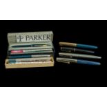 Parker Pen Interest. A Collection of 8 Vintage Parker Fountain Pens, 4 boxed and 4 Loose.