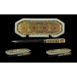 Royal Crown Derby Hand Painted Elongated Imari Pin Trinket Tray with Imari Pattern Handle Letter