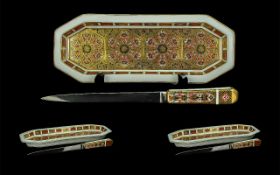 Royal Crown Derby Hand Painted Elongated Imari Pin Trinket Tray with Imari Pattern Handle Letter