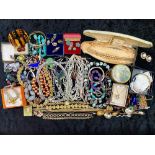 A Collection of Assorted Costume Jewellery comprising beads, pearls, necklaces, crystals,