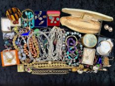 A Collection of Assorted Costume Jewellery comprising beads, pearls, necklaces, crystals,