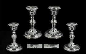 Edwardian Period Pair of Sterling Silver Candlesticks of Small Proportions,
