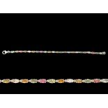 Colours of Tourmaline Tennis Bracelet, oval cut tourmalines in the beautiful, rich, naturally warm