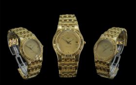 Longines - Laureate Good Looking Gent's Gold Plated Just Date Stylish Wristwatch, c1990's,