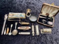 Collection of Ephemera, including silver sugar nips,