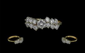 18ct Gold - Attractive Diamond Set Dress Ring. Marked 750 to Shank.