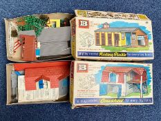 Two Vintage Boxed Toys, comprising Cowshed Clip Together Toy, for toy farm, in original box,