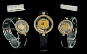 Chopard Geneve Ladies Happy Diamonds Icons 18ct Gold Diamond Set Quartz Wrist Watch. Marked 18ct.