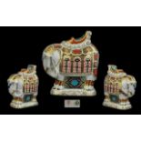 Royal Crown Derby Large Imari Pattern Gold Banded Elephant Figure / Paperweight.