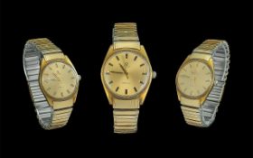 Omega Gents Good Looking Gold Toned Manual Wind Wrist Watch with Original Omega, Gold Tone.