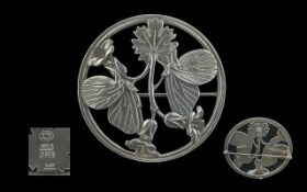 Georg Jensen - Signed Large Sterling Silver Flower Brooch. c.1950's.