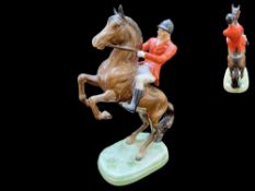 Four Porcelain Horse Figures, comprising Beswick horse and rider No.