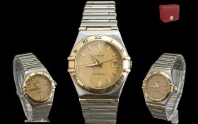 Omega - Constellation Ladies 18ct Gold and Steel Automatic Wrist Watch. Features Champagne Dial,