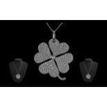 18ct White Gold Superb Quality and Impressive Large Diamond Set Pendant Necklace in the form of a