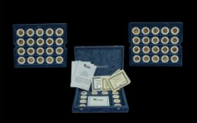 The Morgan Mint - Westminster Full Collection of 24 ct Gold Plated Statehood Quarter Dollars.