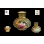 Collection of Royal Worcester, Hand Painted Vase with floral decoration. 4" in height.