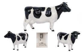 Beswick Hand Painted Cow Figure ' Freisan Cow ' CH Claybury Leegwater. Model No 1362B. Designer A.