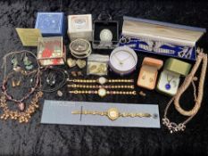 Box of Quality Modern Costume Jewellery, including matching watch and bracelet set with crystals,